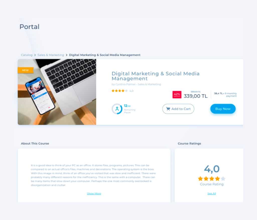 Vedubox portal screen