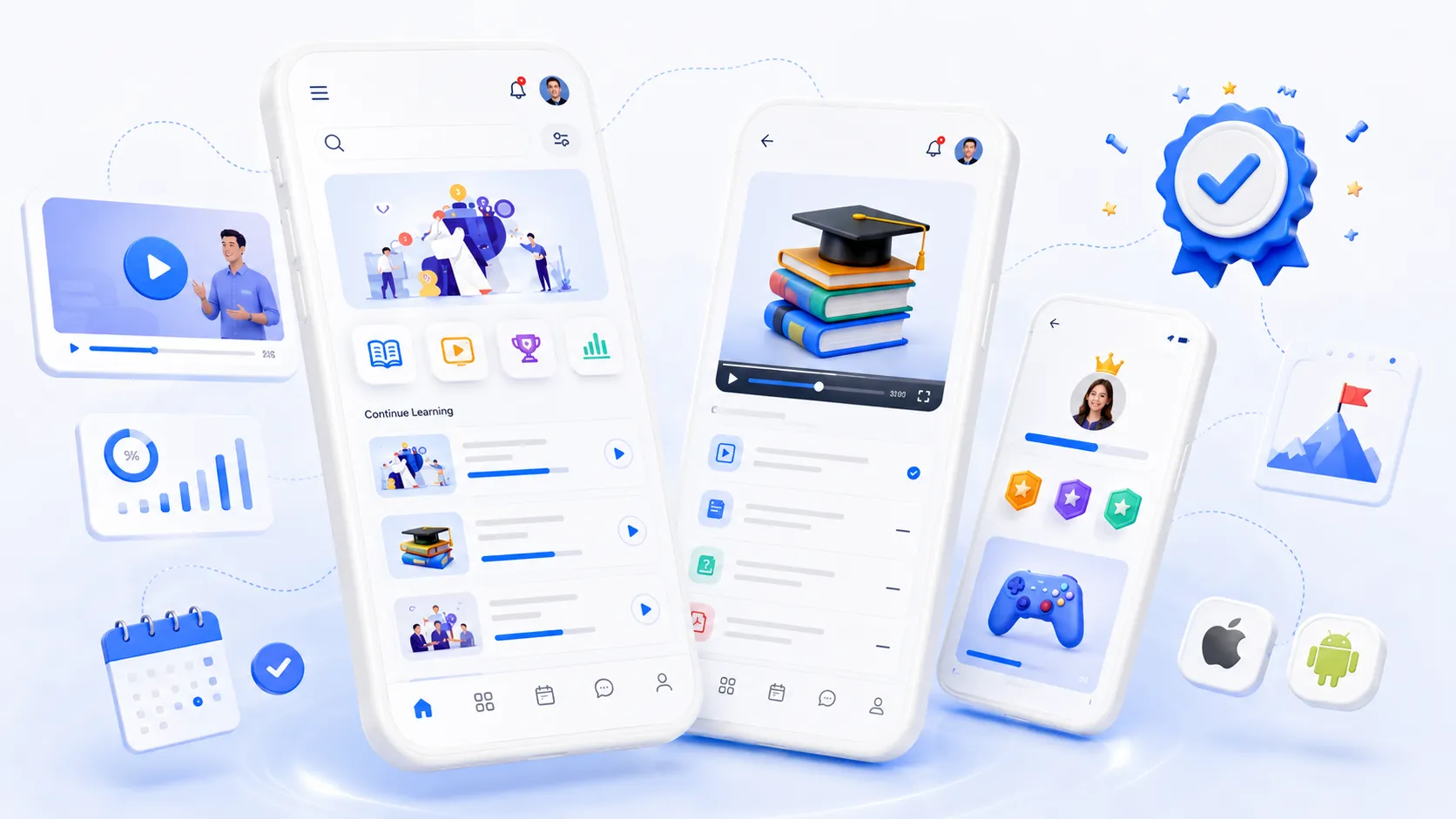 iOS and Android screens of the Vedubox mobile app