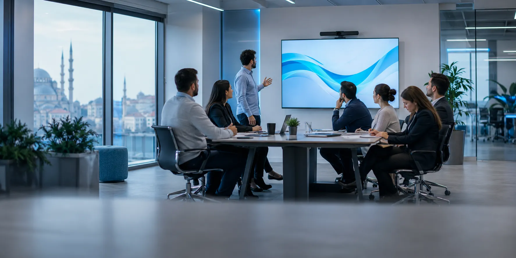 Employee training session in a meeting room
