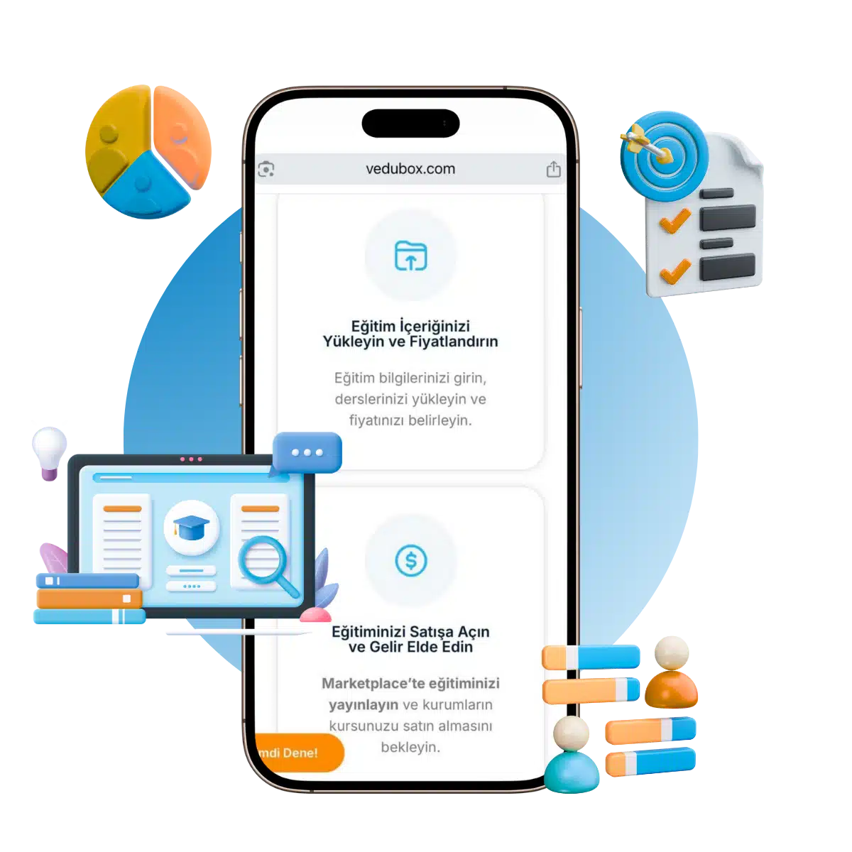 Uploading and selling a course in the Vedubox mobile interface
