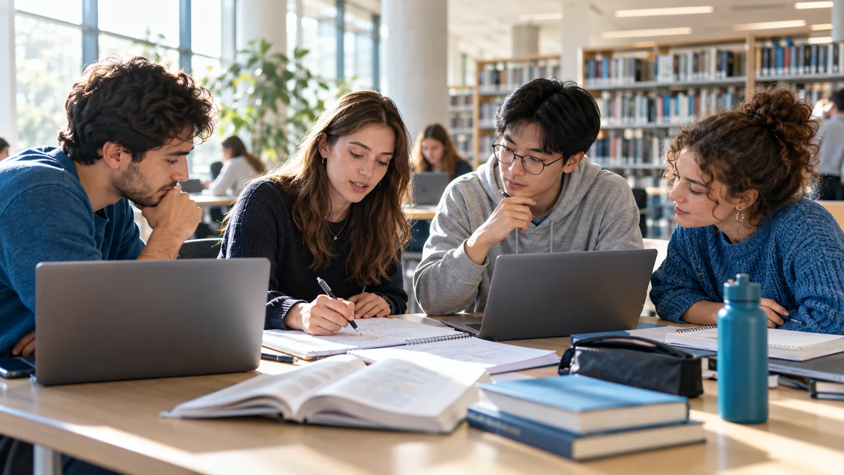 University students collaborating on their studies