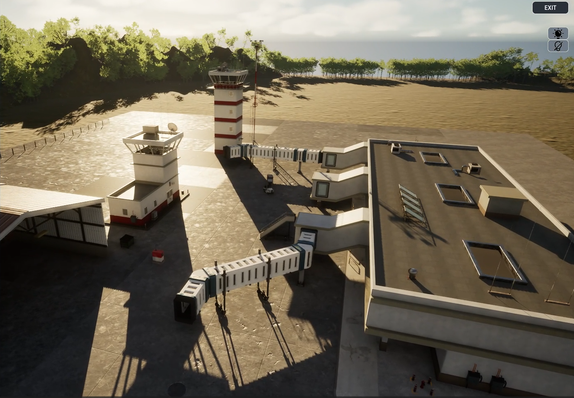 Airport environment controller scene in Unreal Engine