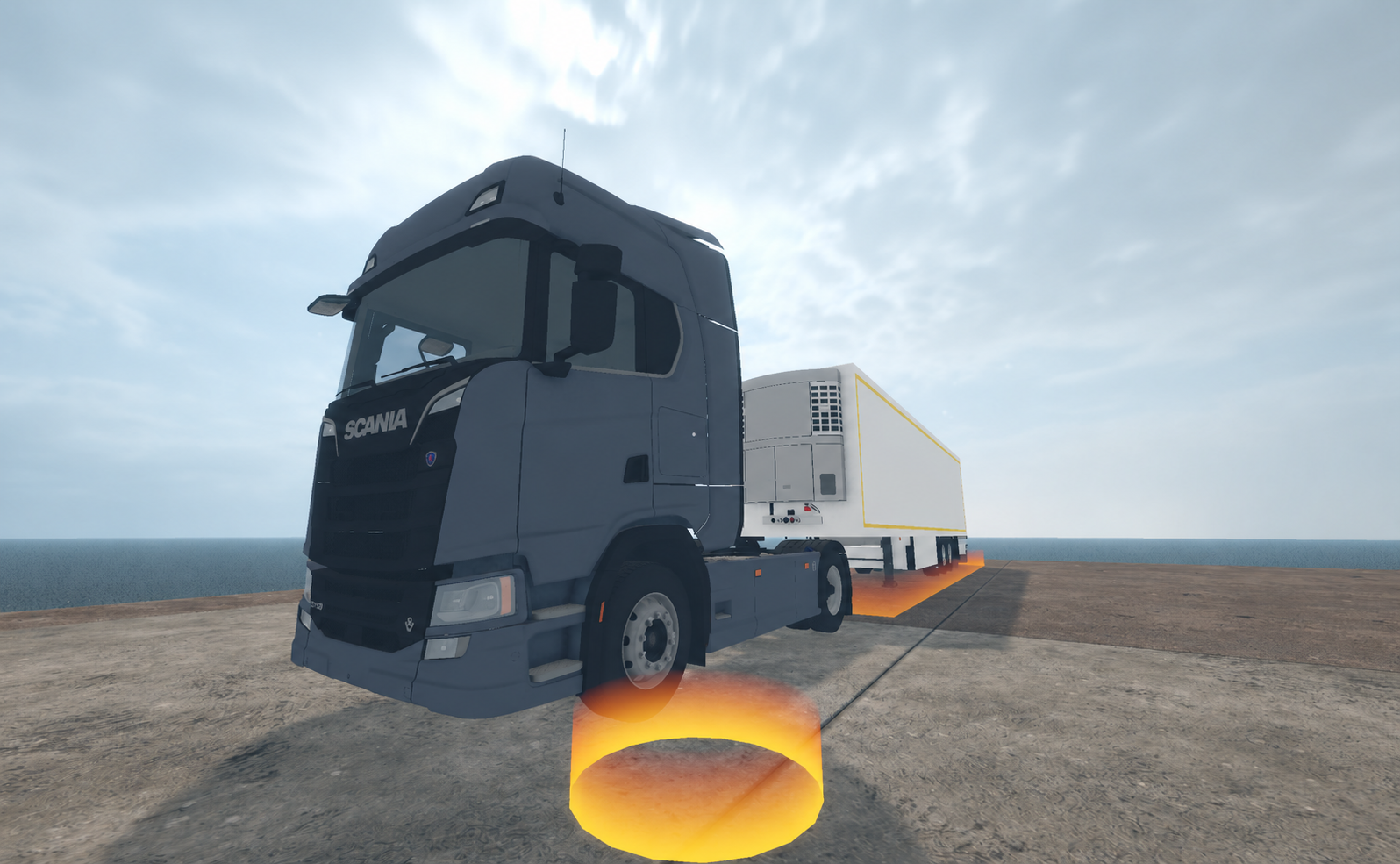 Harbour truck and trailer simulation scene in Unity