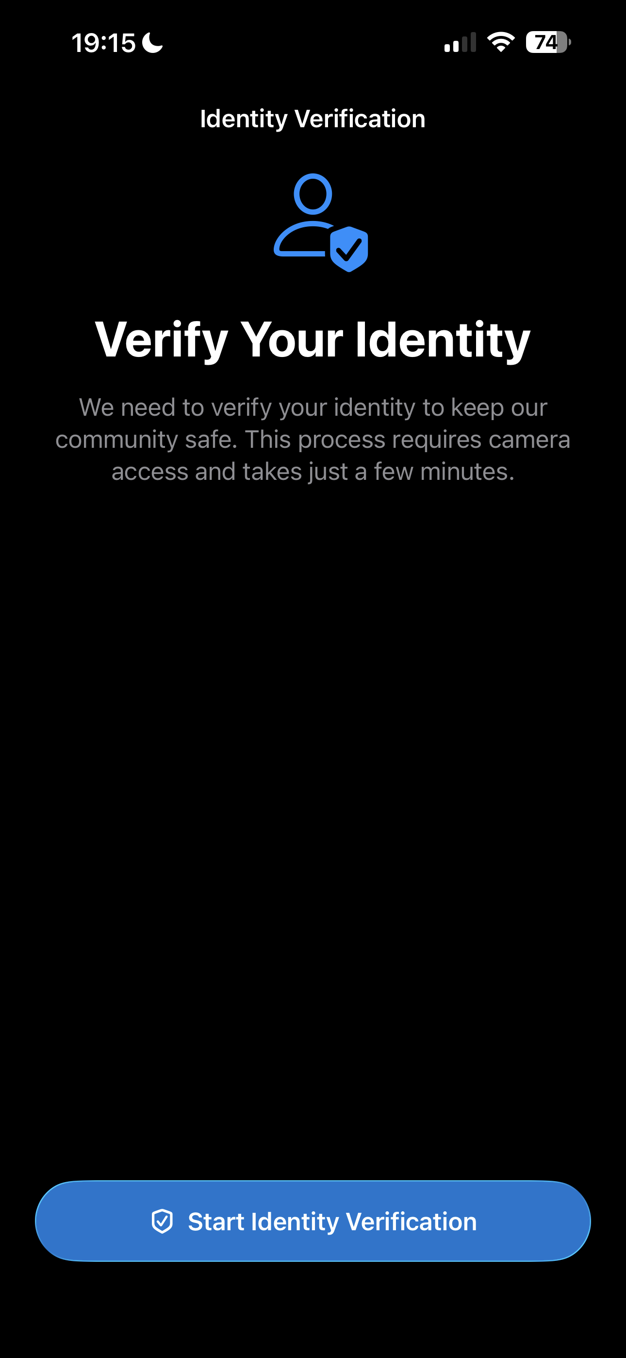 Identity verification in the KidsHustle app