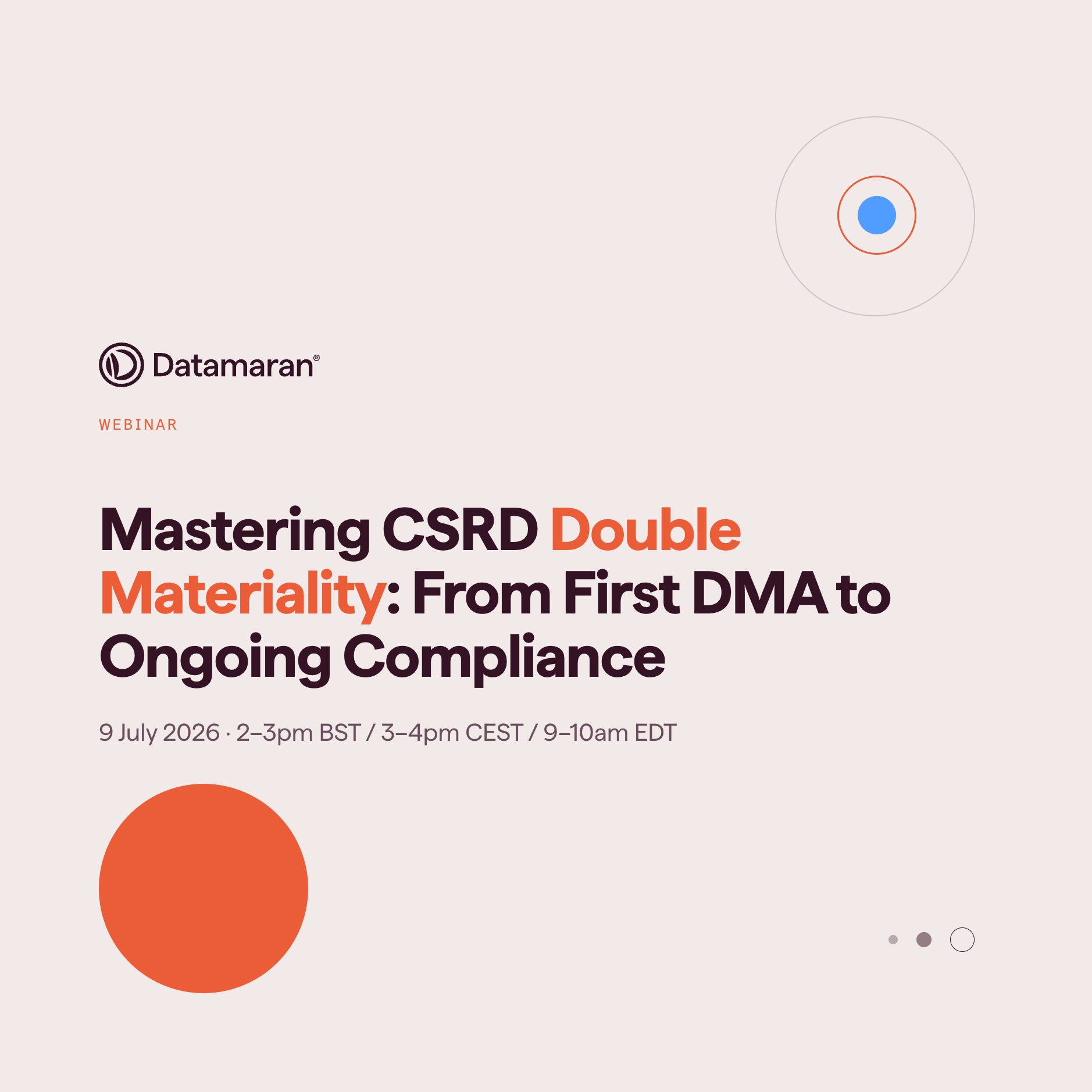 Illustration introducing Webinar: CSRD Double Materiality: From First DMA to Ongoing Compliance