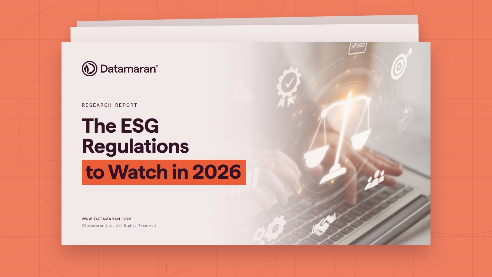 Cover of Datamaran research report: The ESG Regulations to Watch in 2026.