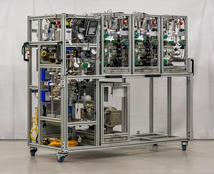 Modular lab-scale unit operations built by Zeton for Takeda Pharmaceuticals' synthetic molecule R&D team