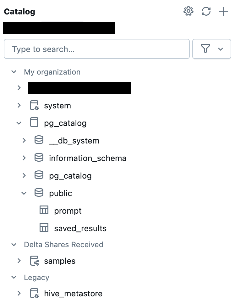 Figure 6: Lakebase OLPT database connected to Unity Catalog