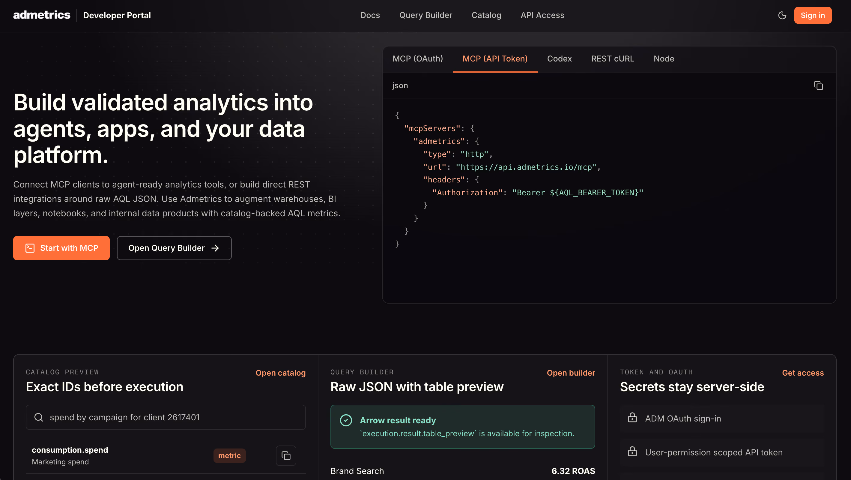 The Admetrics developer portal