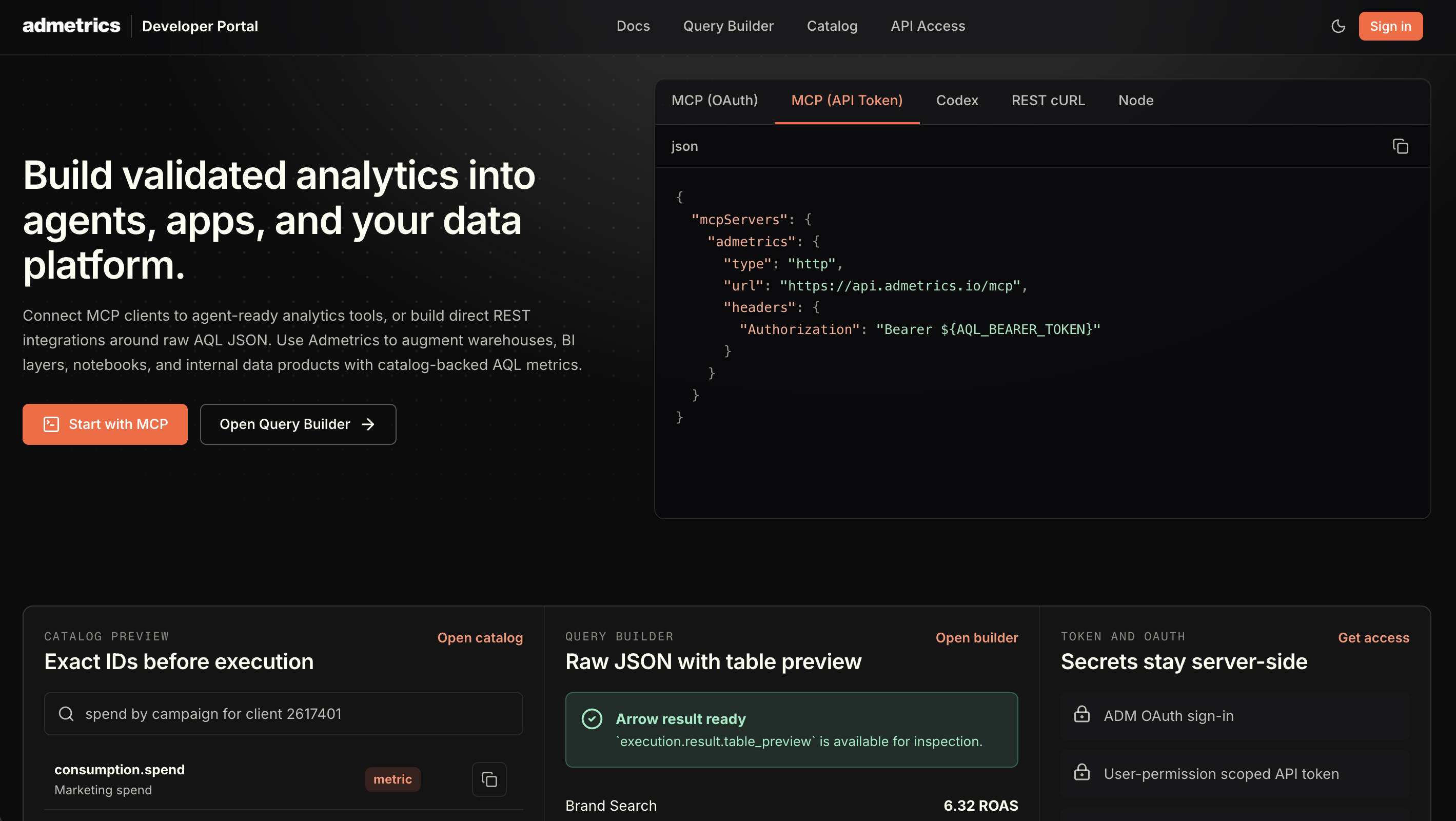 The Admetrics developer portal