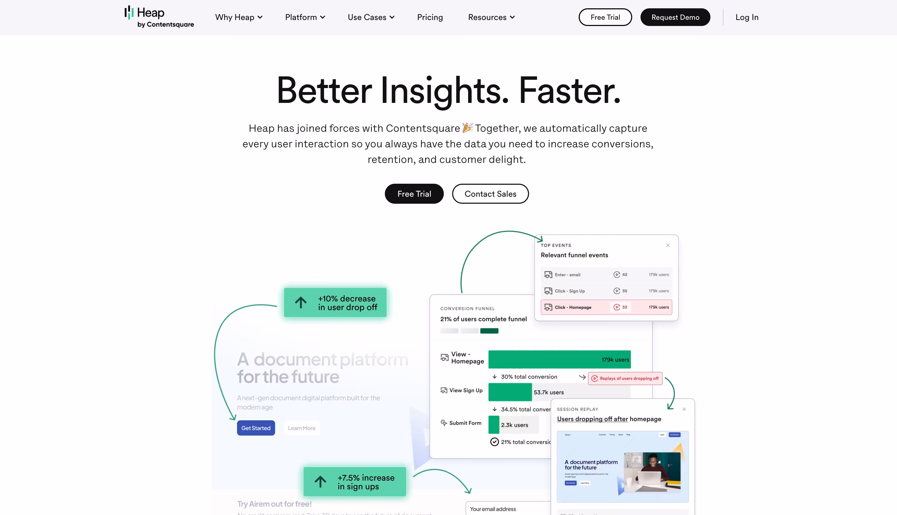 Heap website homepage, a behavioral attribution and budget optimization platform for enterprise advertisers