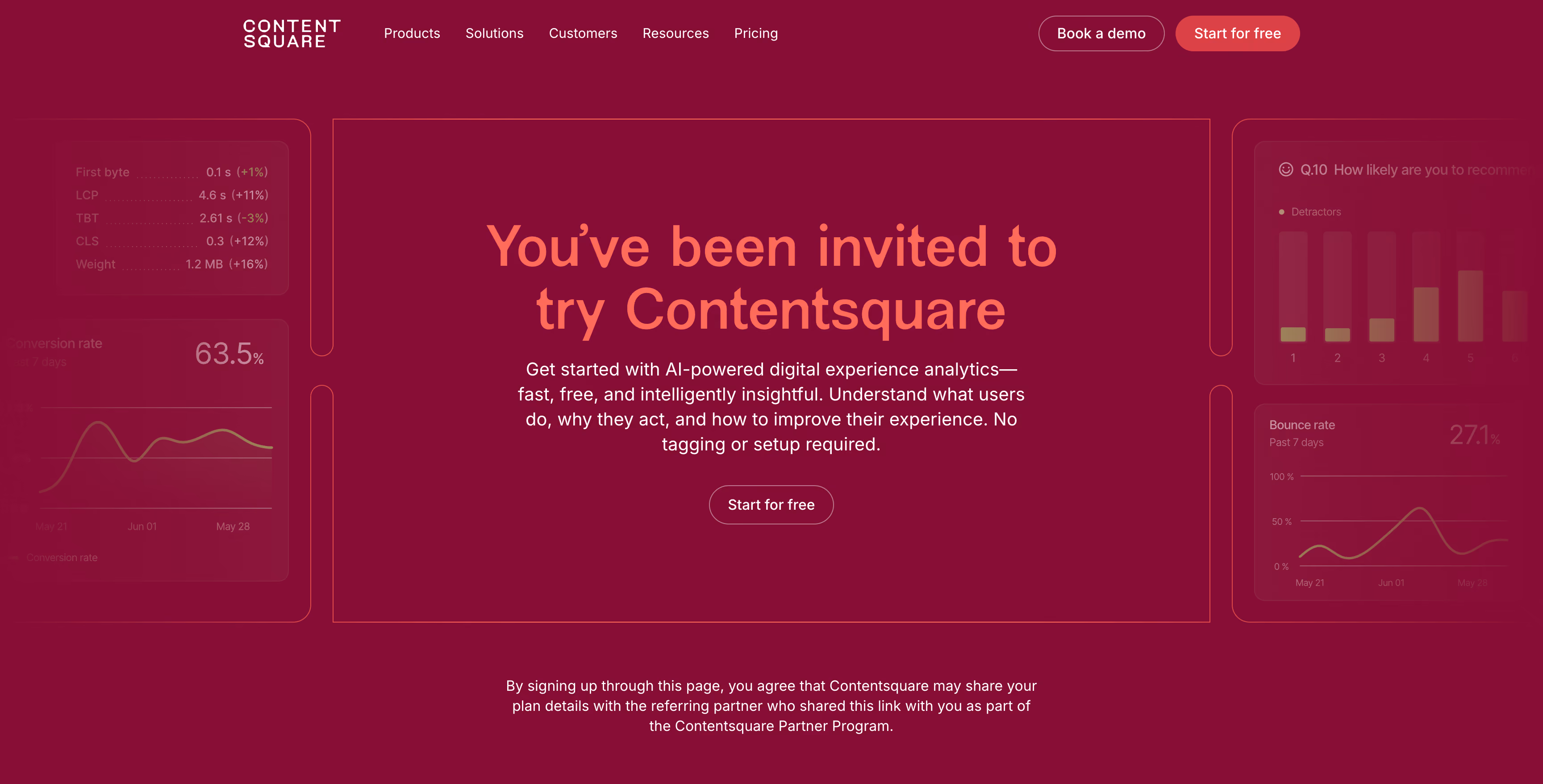 Contentsquare website homepage, a real-time attribution tool for media buyers running manual bid strategies