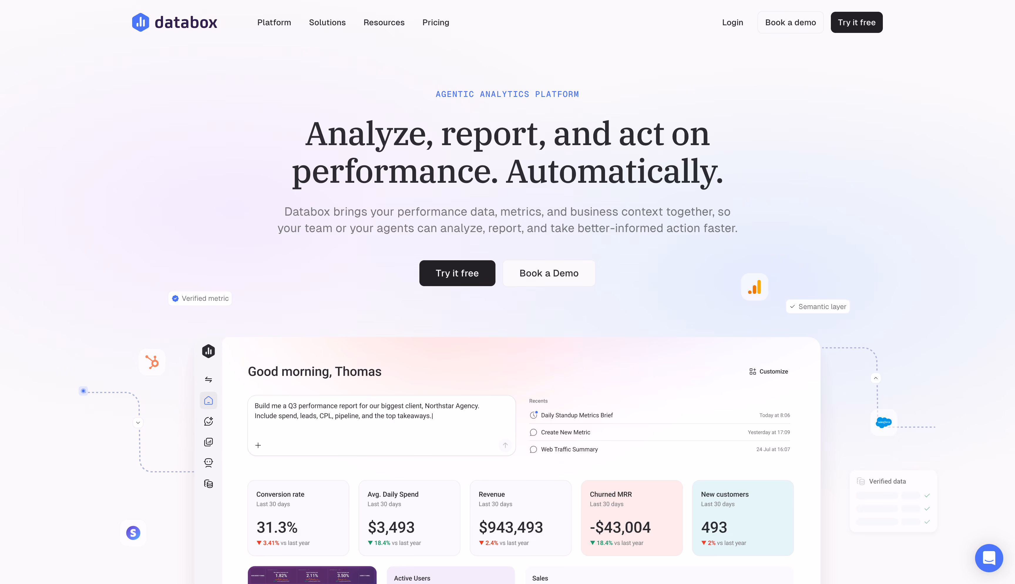 Data Box website homepage, a real-time attribution tool for media buyers running manual bid strategies