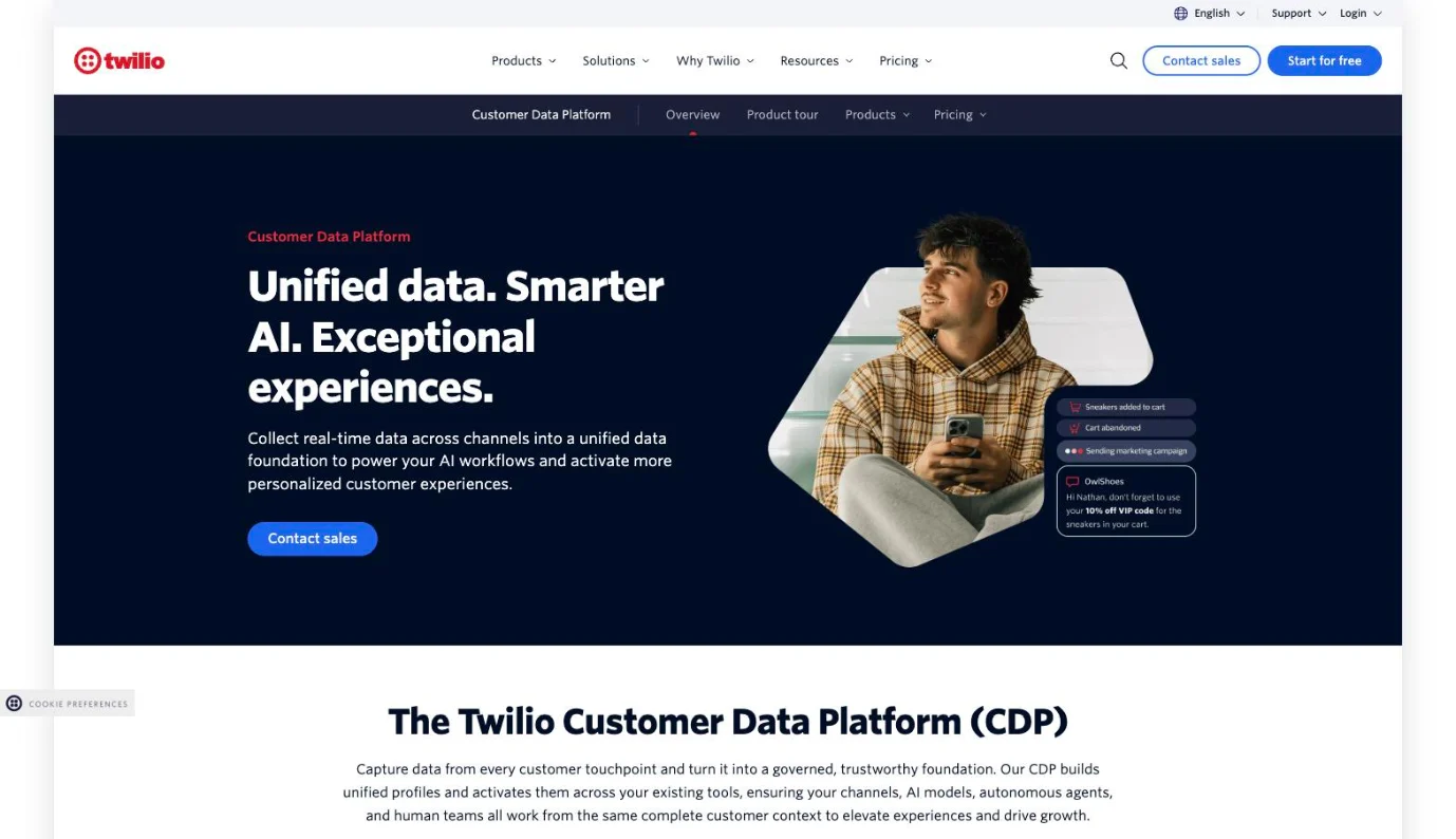 Twilio Segment customer data platform page