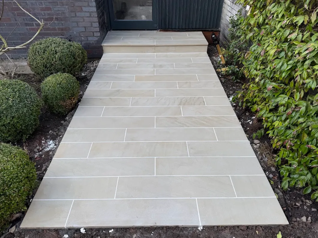 New paved garden path in Mobberley