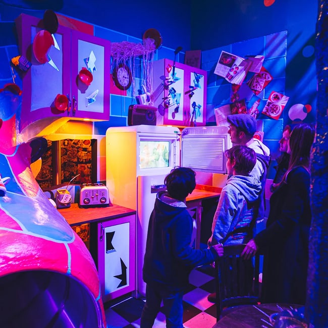 Children exploring Wake The Tiger's immersive art experience, illustrating a blog post on creative writing