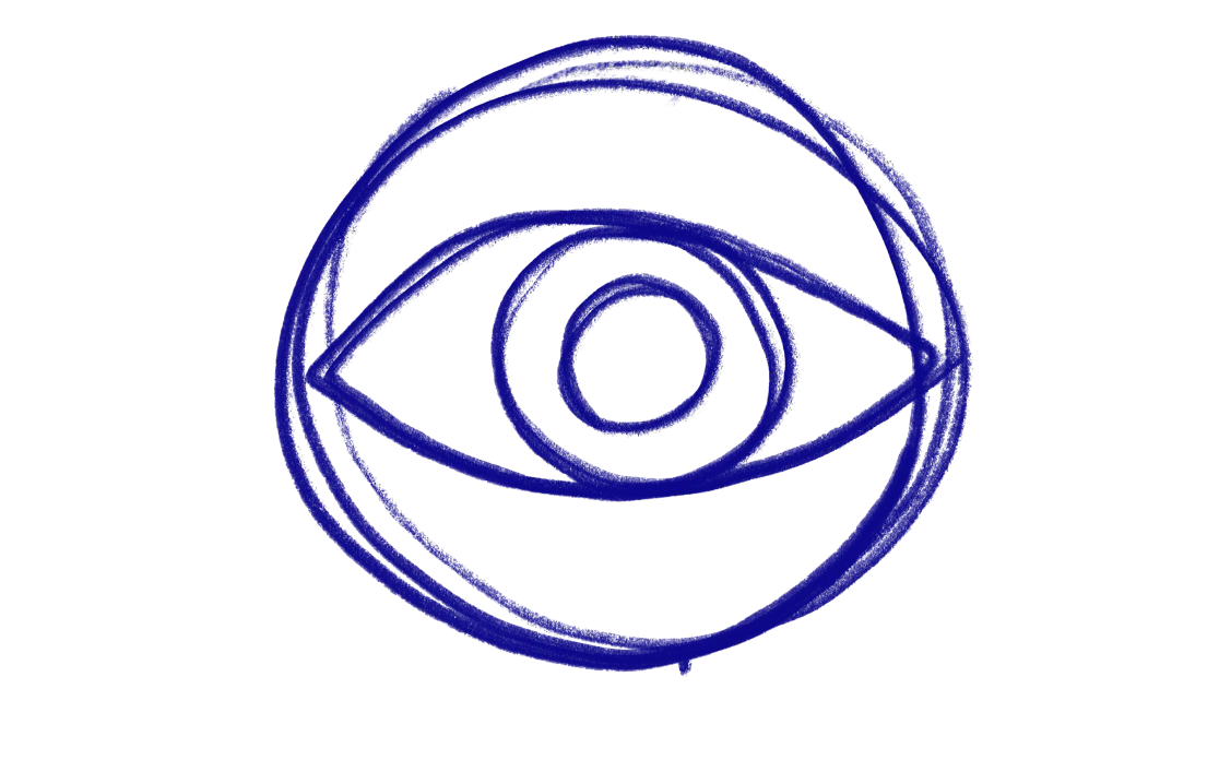 Wake The Tiger's blue drawn eye symbol