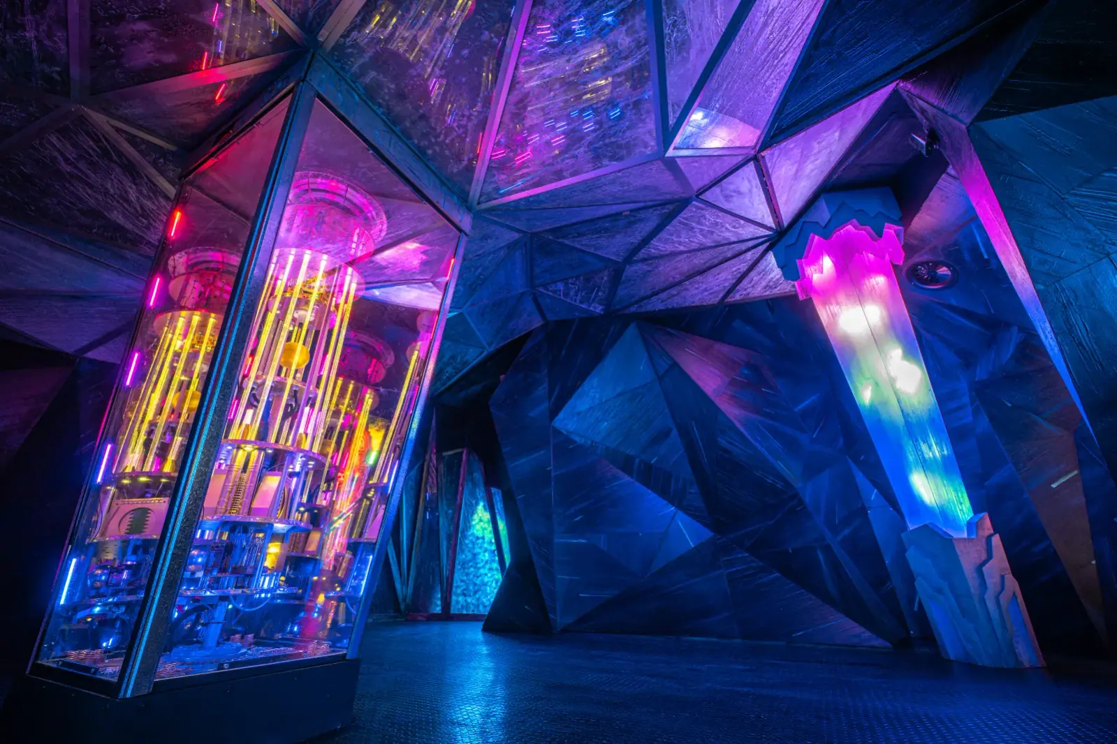 Colourful futuristic room lit with dynamic lighting at Wake The Tiger