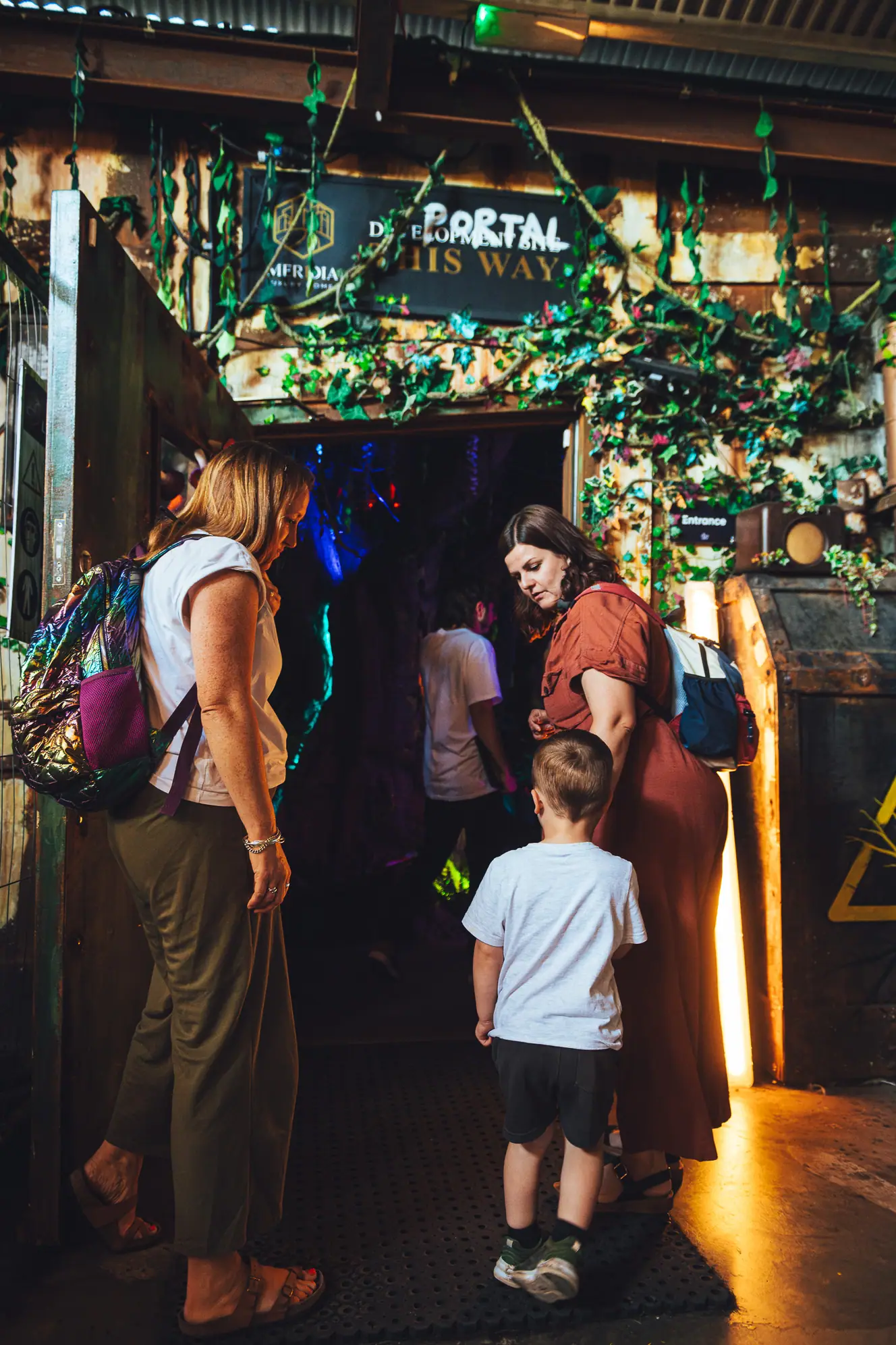 Parents and children entering the portal at Wake The Tiger