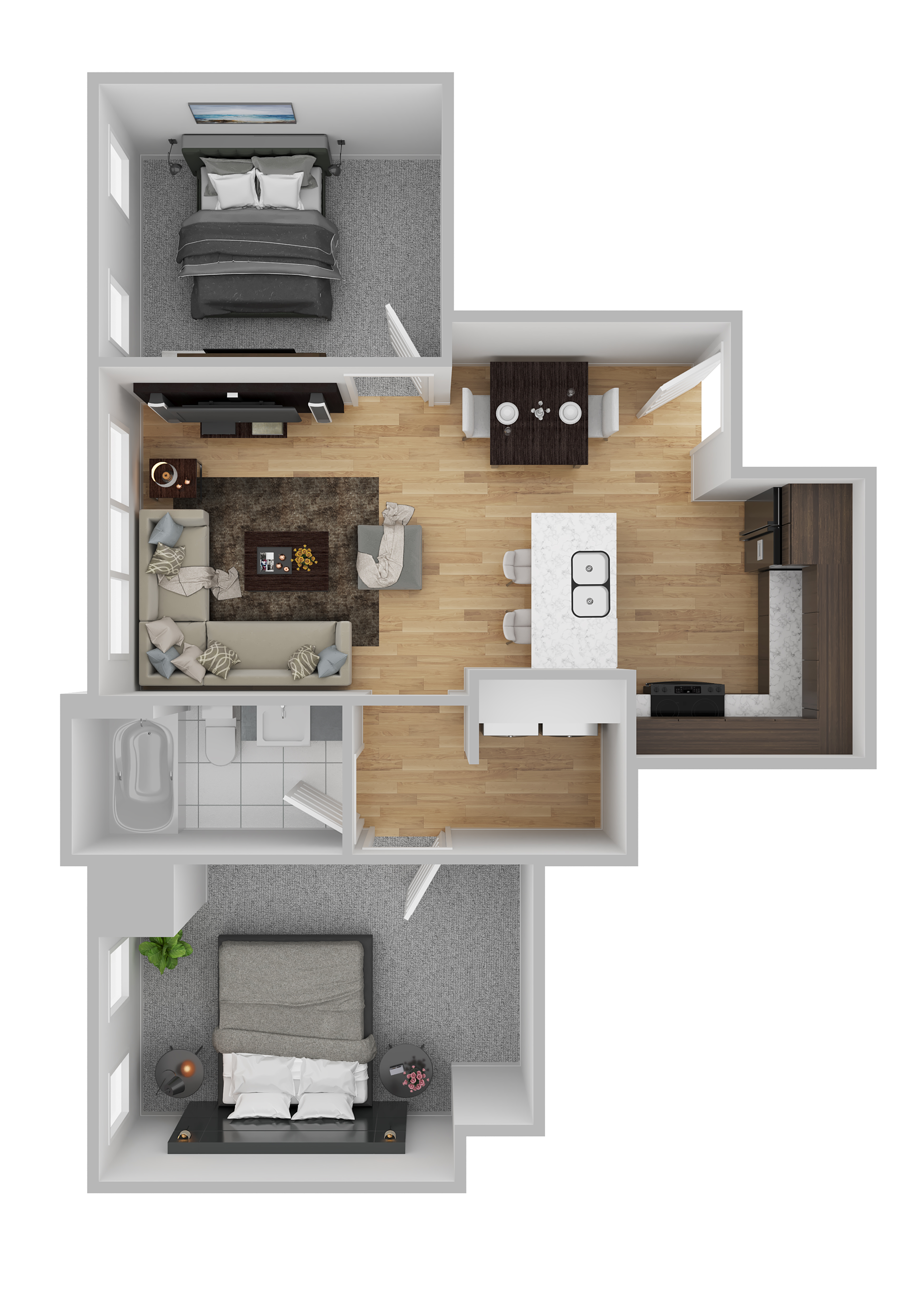 Two Bedroom One Bathroom floor plan at Crooks Reserve in Crooks, SD