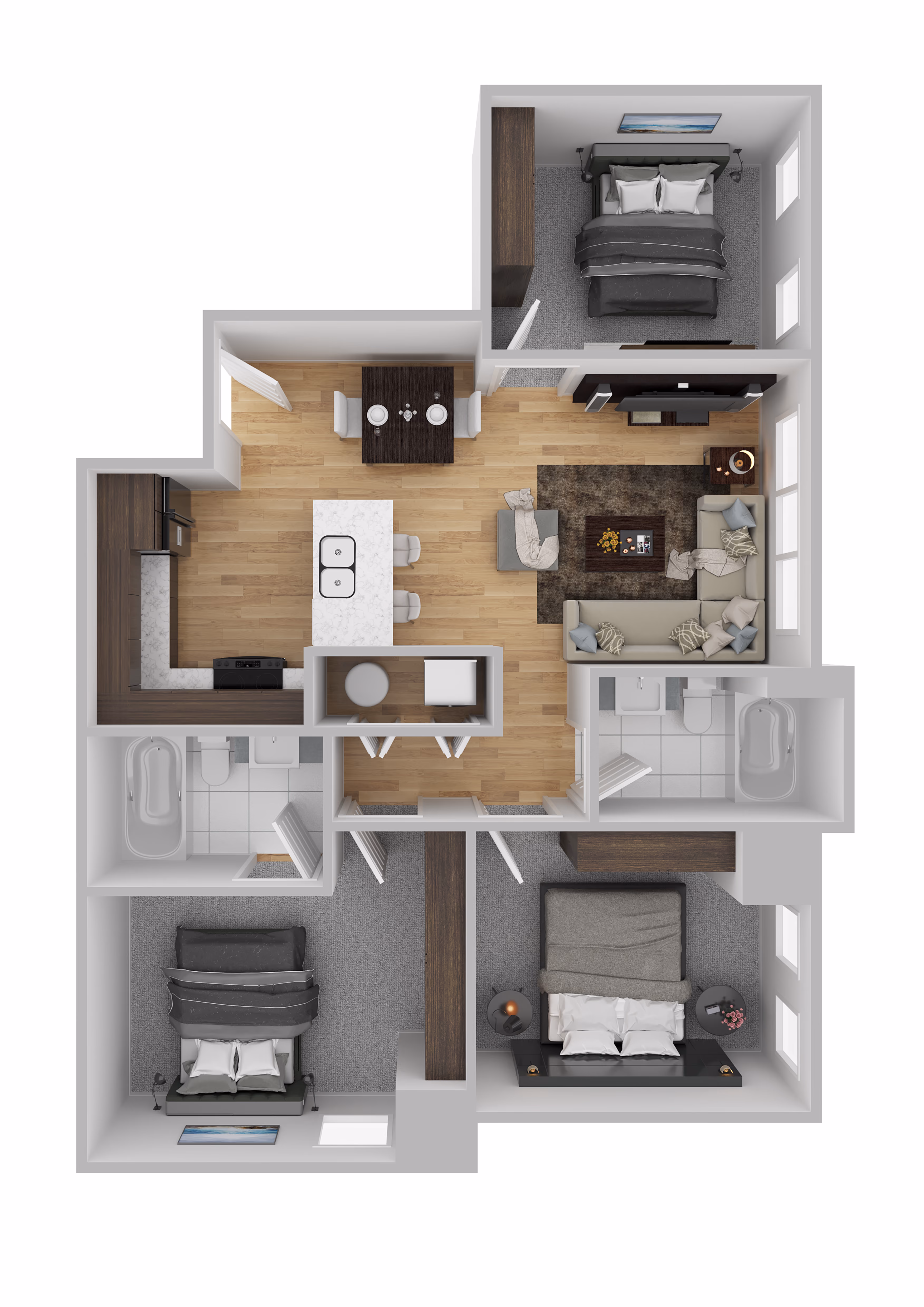Three Bedroom Two Bathroom floor plan at Crooks Reserve in Crooks, SD