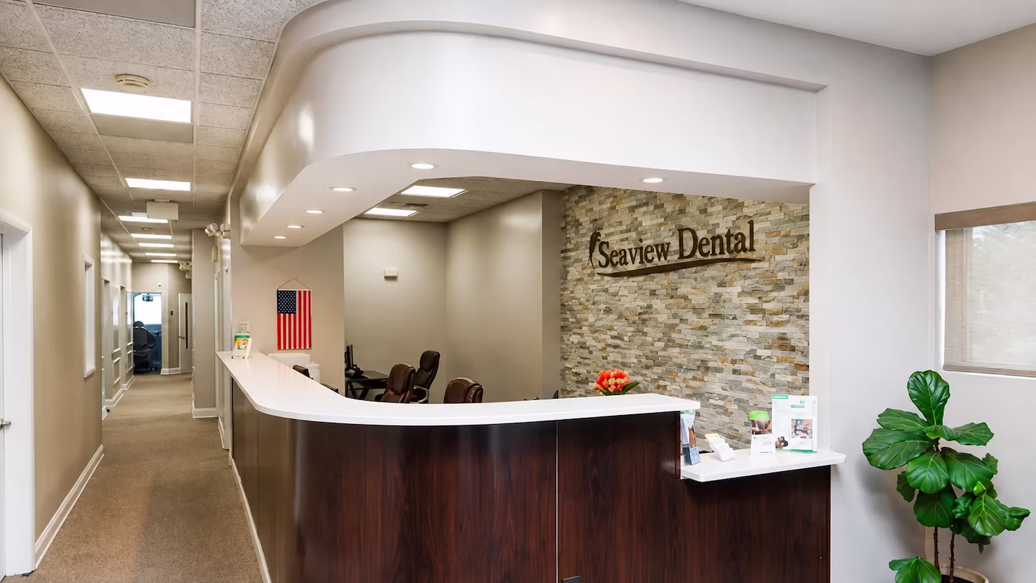 Reception area at the Seaview Dental office in Eatontown, NJ