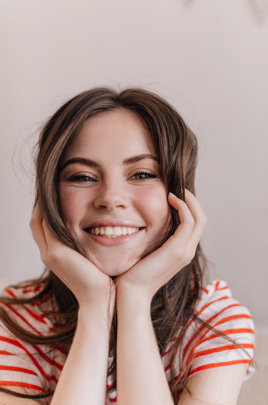 Woman smiling after dental treatment