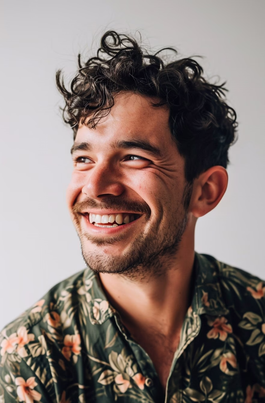 Close-up of a man's healthy smile