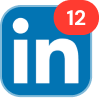 LinkedIn app icon with a badge showing 12 notifications