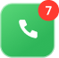 Phone app icon with a badge showing 7 missed calls