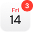 Calendar app icon with a badge showing 3 notifications