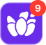Writing app icon with a badge showing 9 notifications