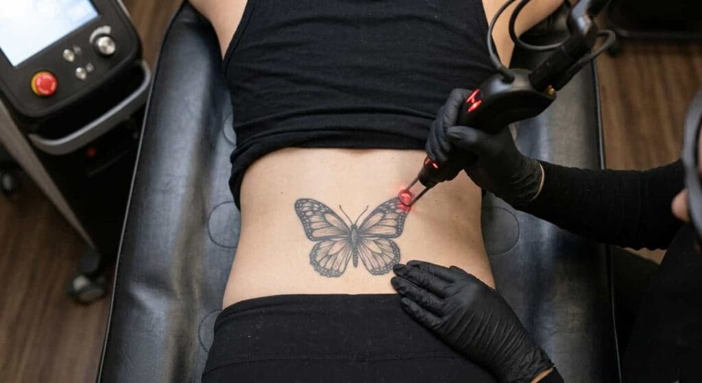 Laser tattoo removal session in East Hanover, NJ