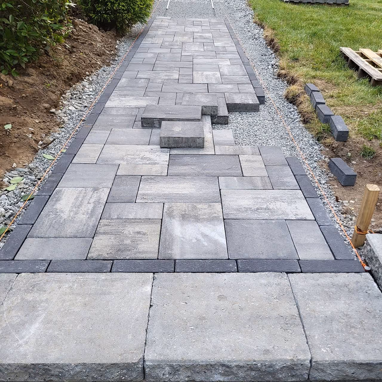 Stone paver walkway installation by Classic Outdoors near me in Litchfield County CT