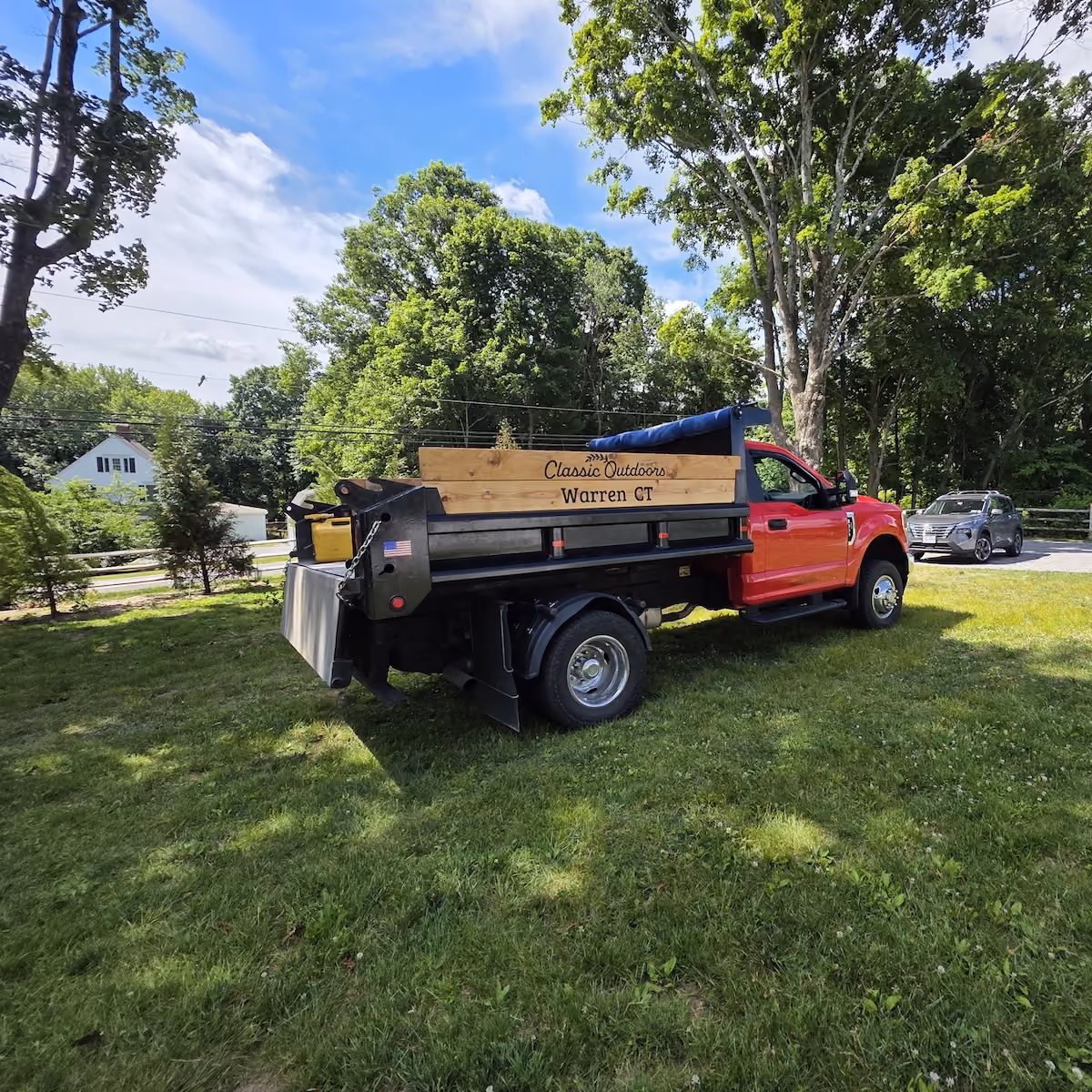 Classic Outdoors company truck for professional landscaping and property maintenance in Litchfield County, Connecticut