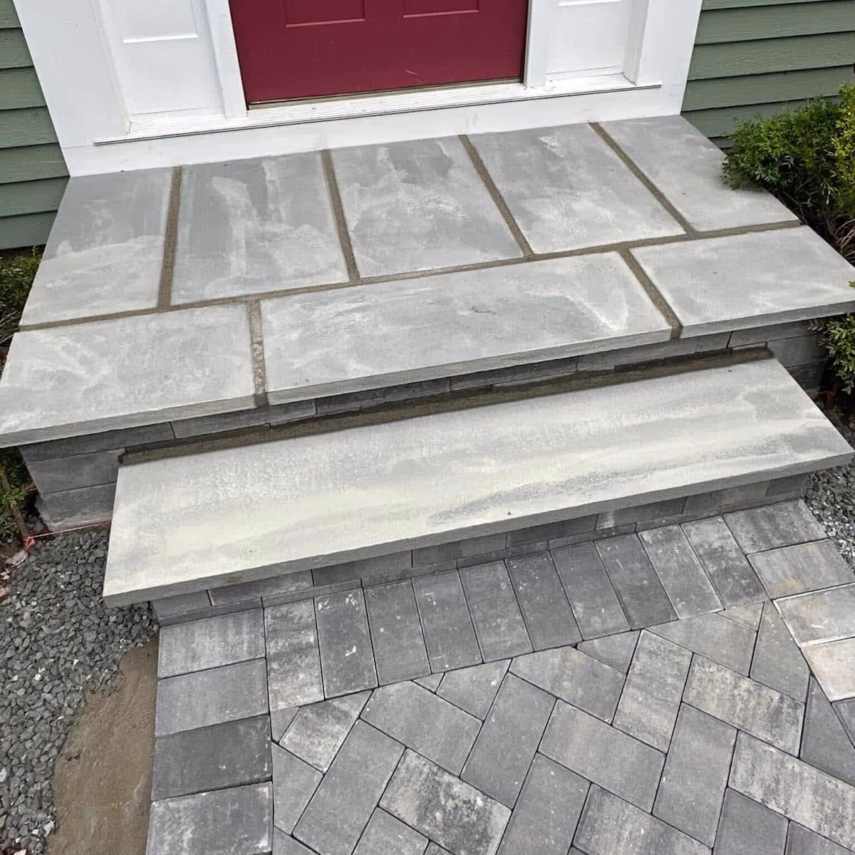 Professional hardscape installation process by Classic Outdoors in Connecticut.