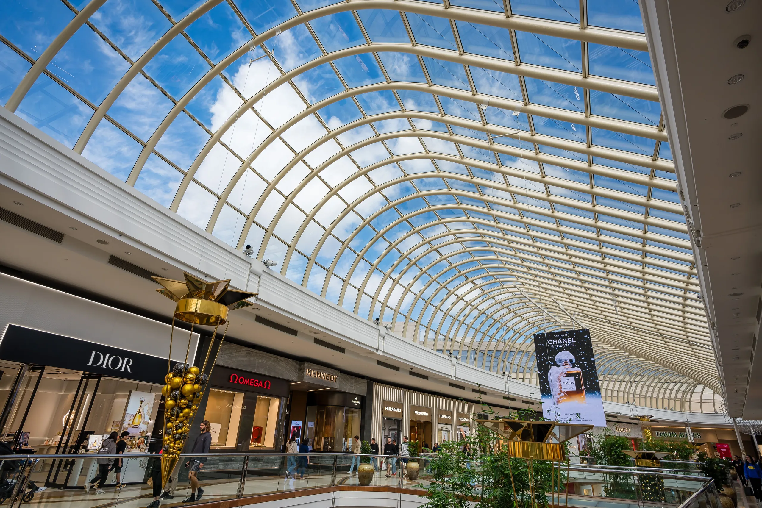Window ceiling luxury shopping mall.