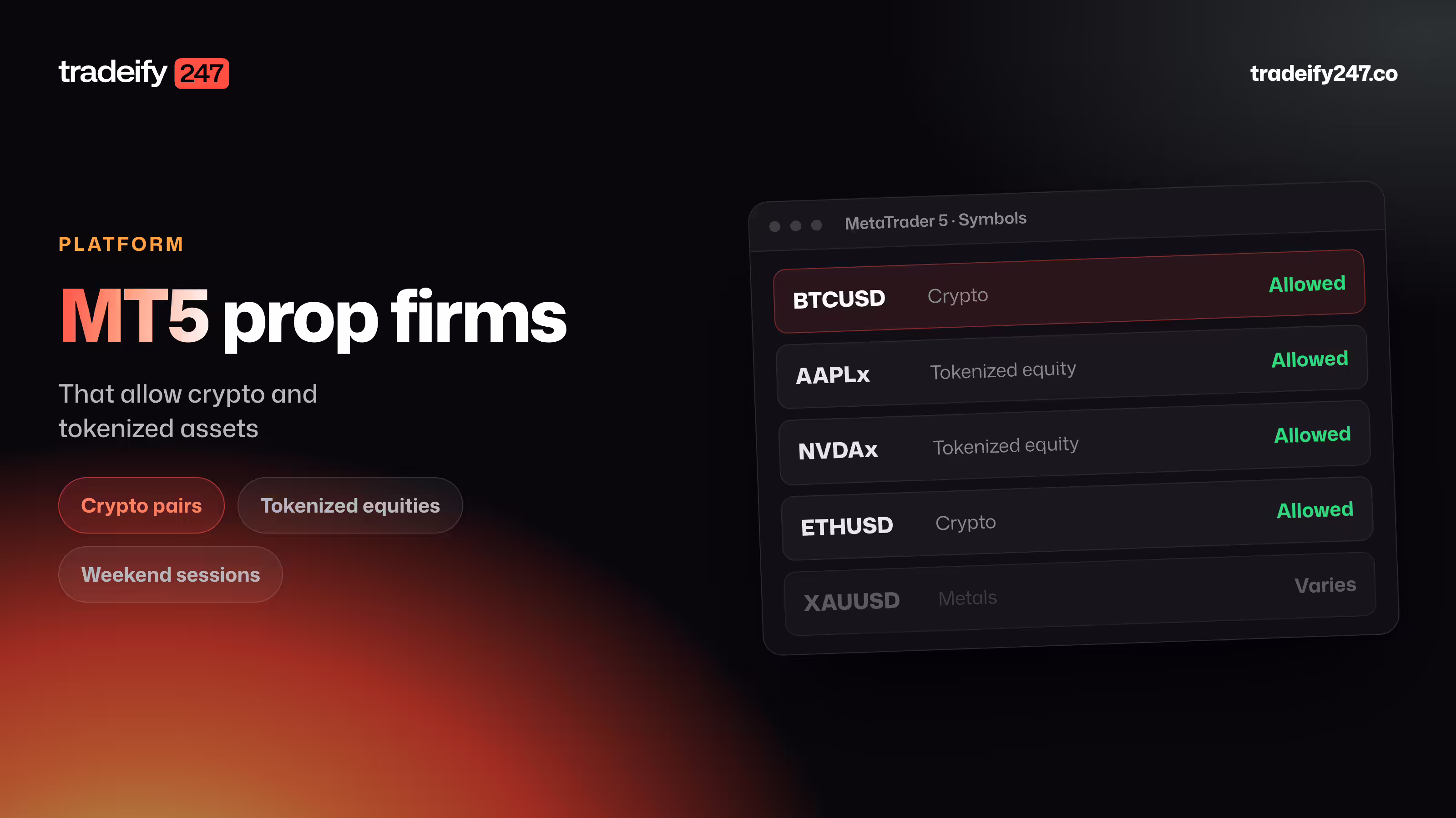 MT5 Prop Firms That Allow Crypto and Tokenized Assets
