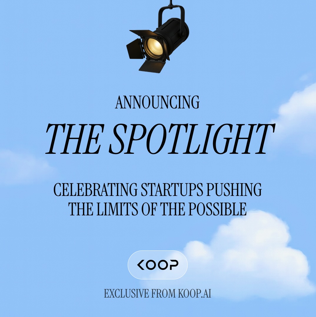 A photo of a spotlight hanging among clouds and a blue sky, featuring text announcing The Spotlight