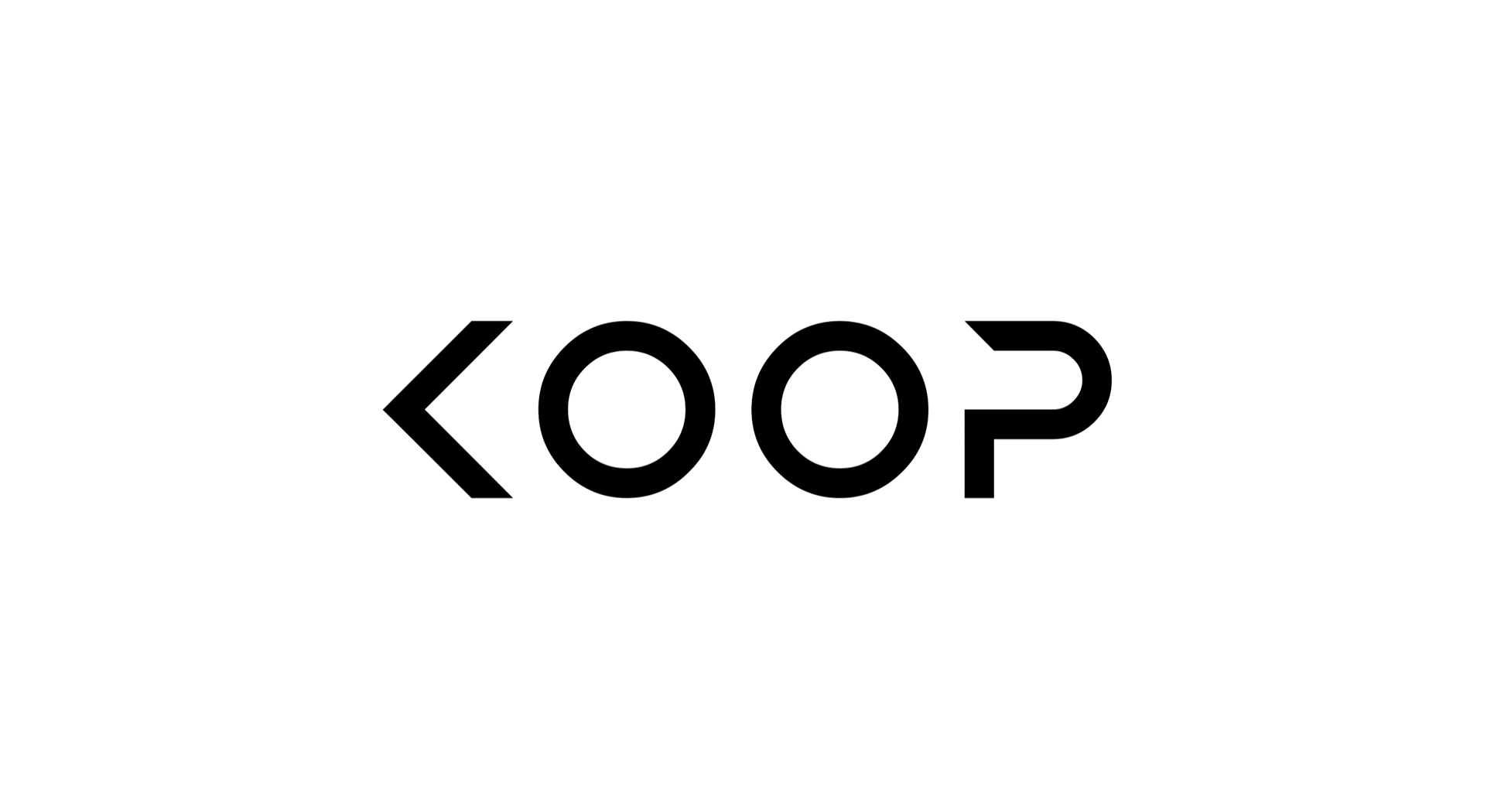 Black “KOOP” wordmark logo centered on a white background.