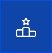 White podium with three steps and a star above the center step on a blue background.