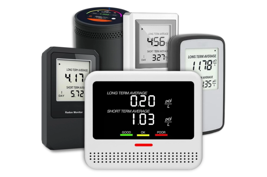 Assortment of at home radon monitors