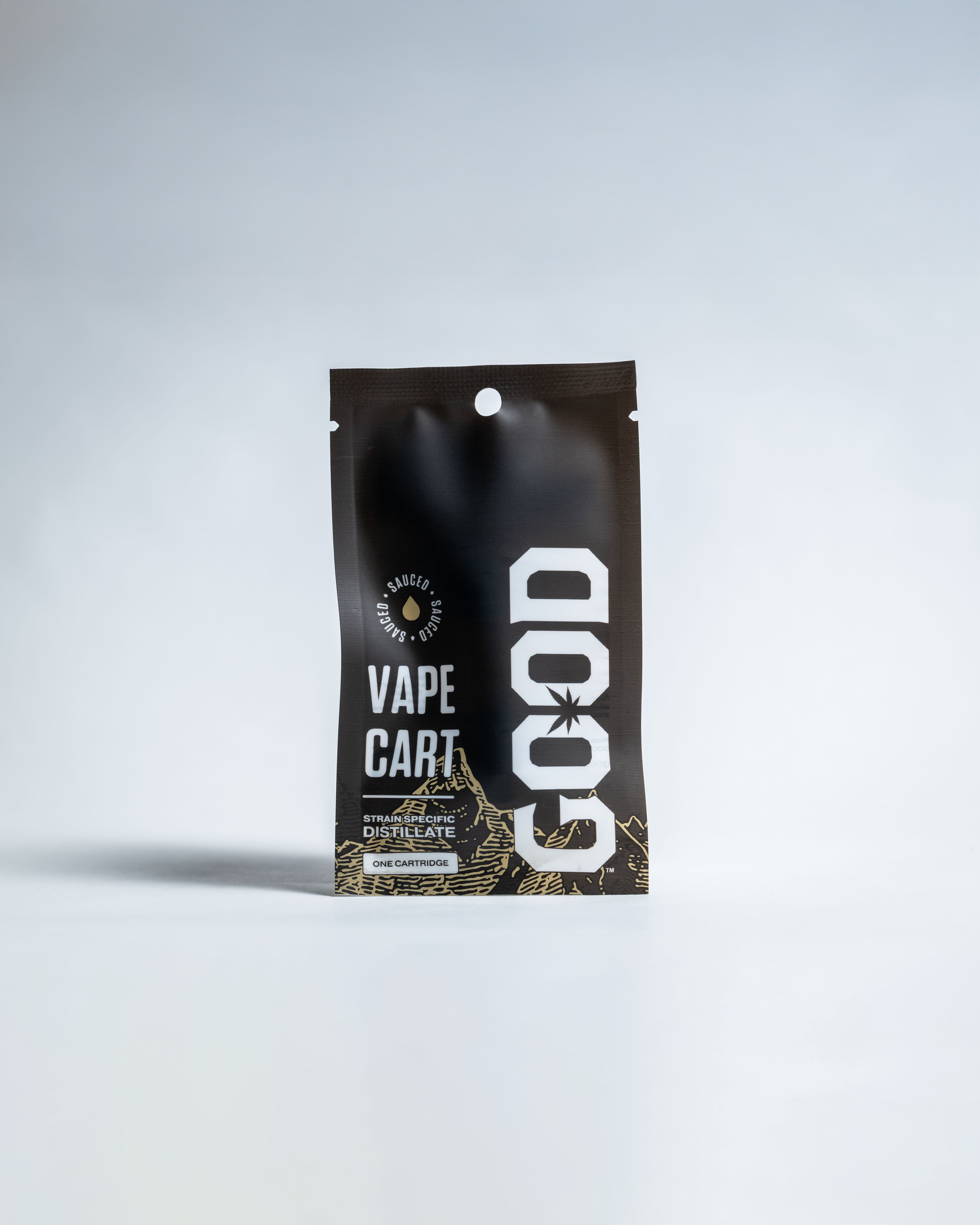 GOOD Sauced vape cartridge and package