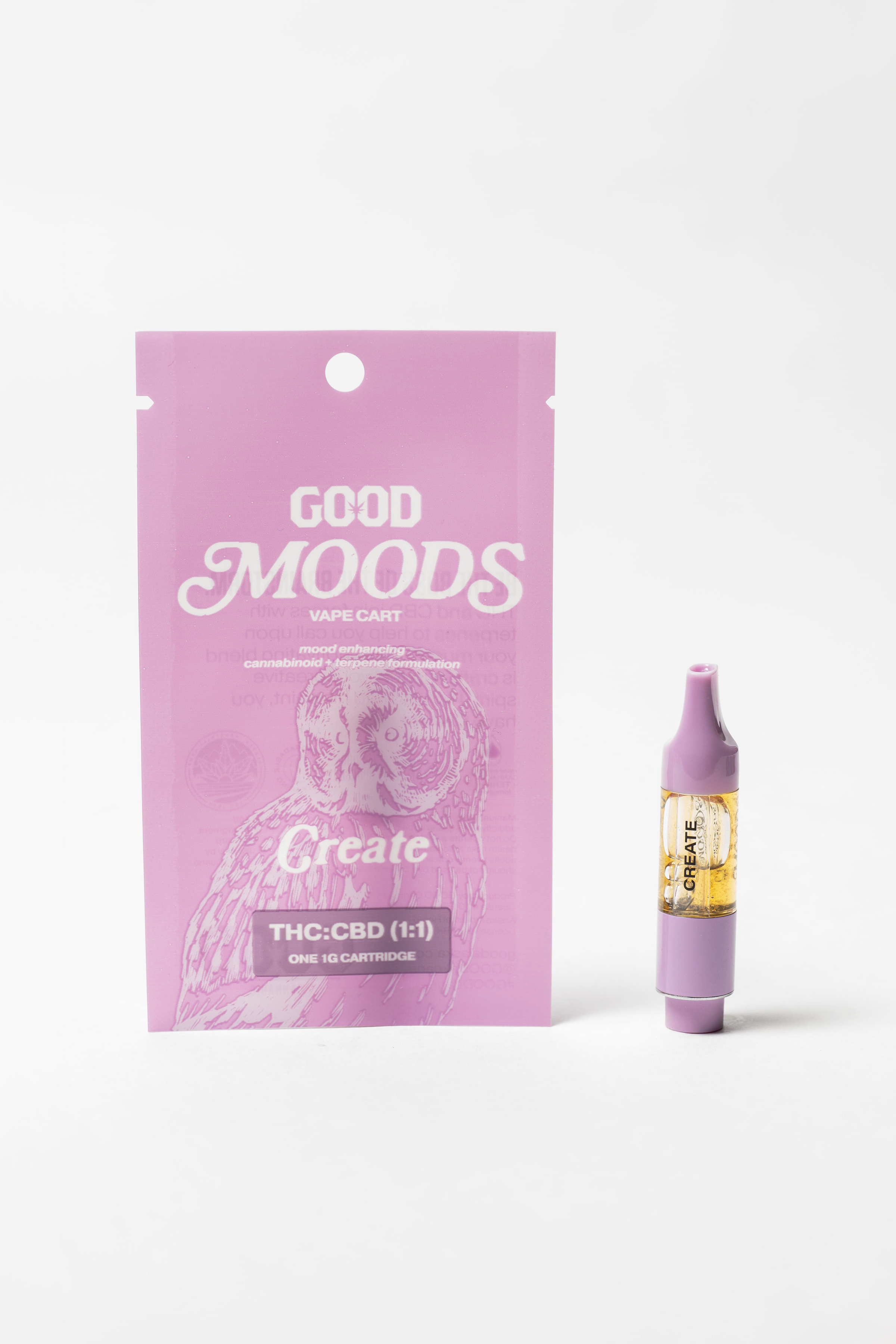 GOOD Moods Create 510 vape cartridge and package