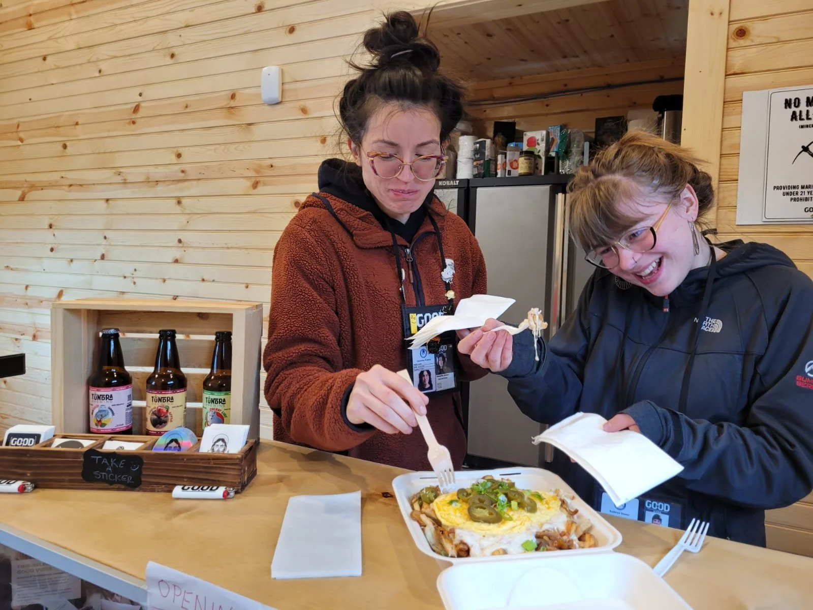Sam and Katy Anne with lunch from McCarthy icon, The Potato