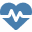 Blue icon of two left and right arrows forming a hexagon shape on a transparent background.