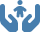 Blue up arrow icon inside a hexagonal blue outline shape.