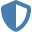 Solid blue square with a lighter blue circular shape inside it.