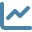 Blue line graph trending upward with arrowhead on top right corner.
