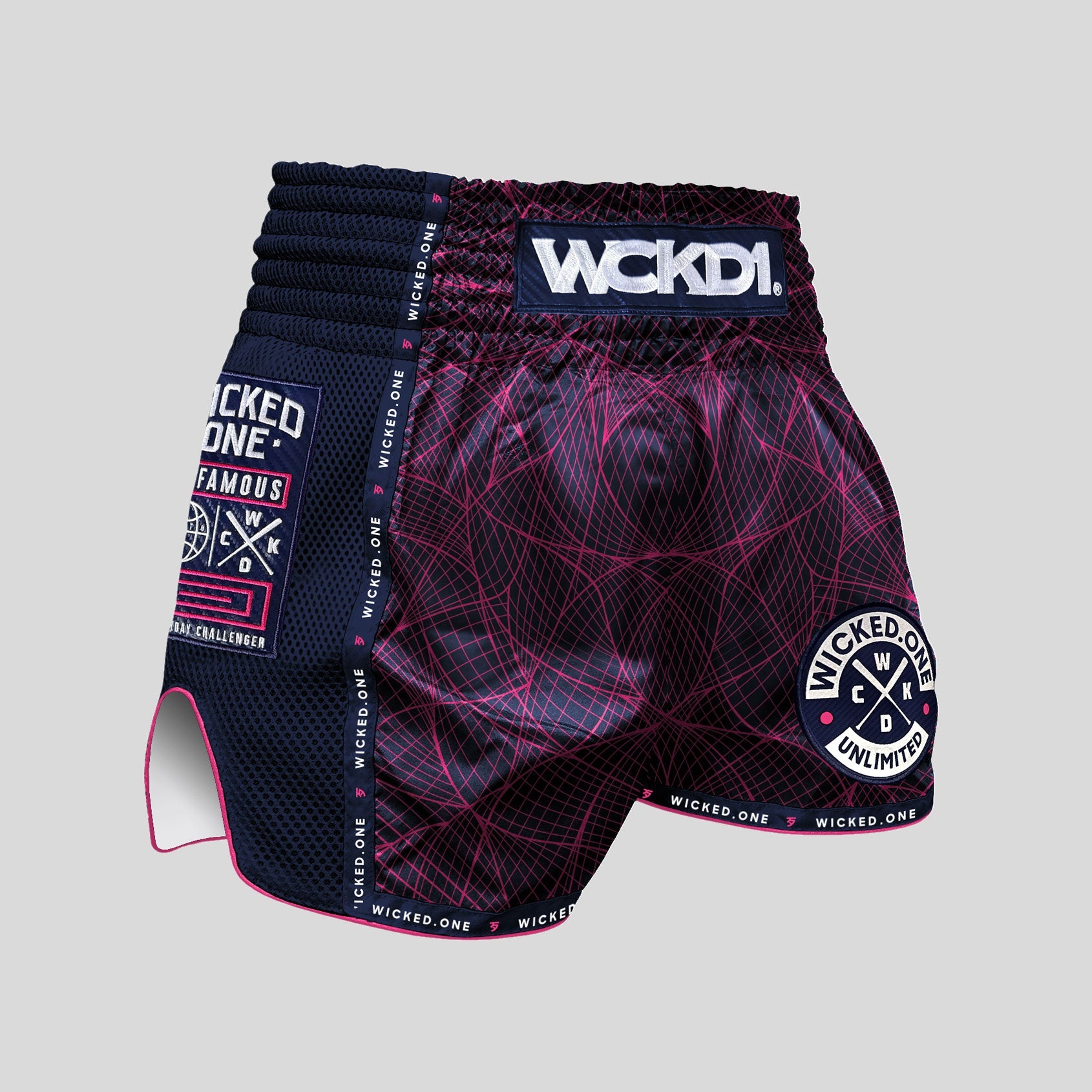 Short muay thai Metavers navy/rose